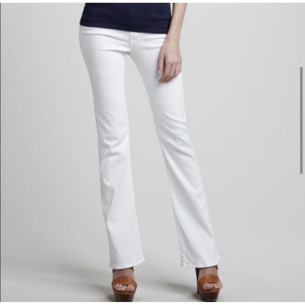 J Brand Women 27 Janey Bootcut Jeans Snow White Mid Rise Luxury Designer Classic